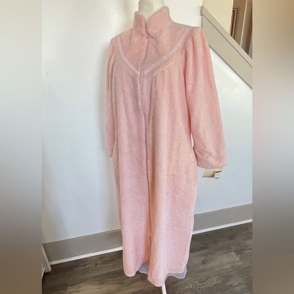 NWT Vintage Kinnaird Pink Cotton Plush Robe Housecoat Made in Ireland Medium - Picture 5 of 12
